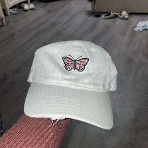 White butterfly hat